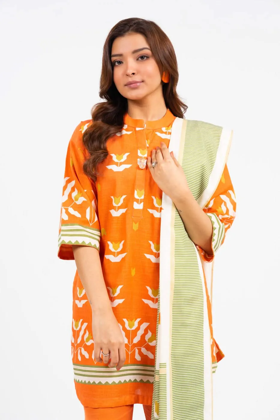 2 Piece Cambric Suit with Lawn Dupatta