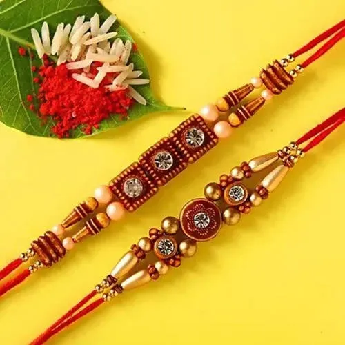 2 Stone Work Rakhis and Choco Swiss Gloriette Luxury Box