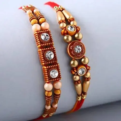 2 Stone Work Rakhis and Choco Swiss Gloriette Luxury Box