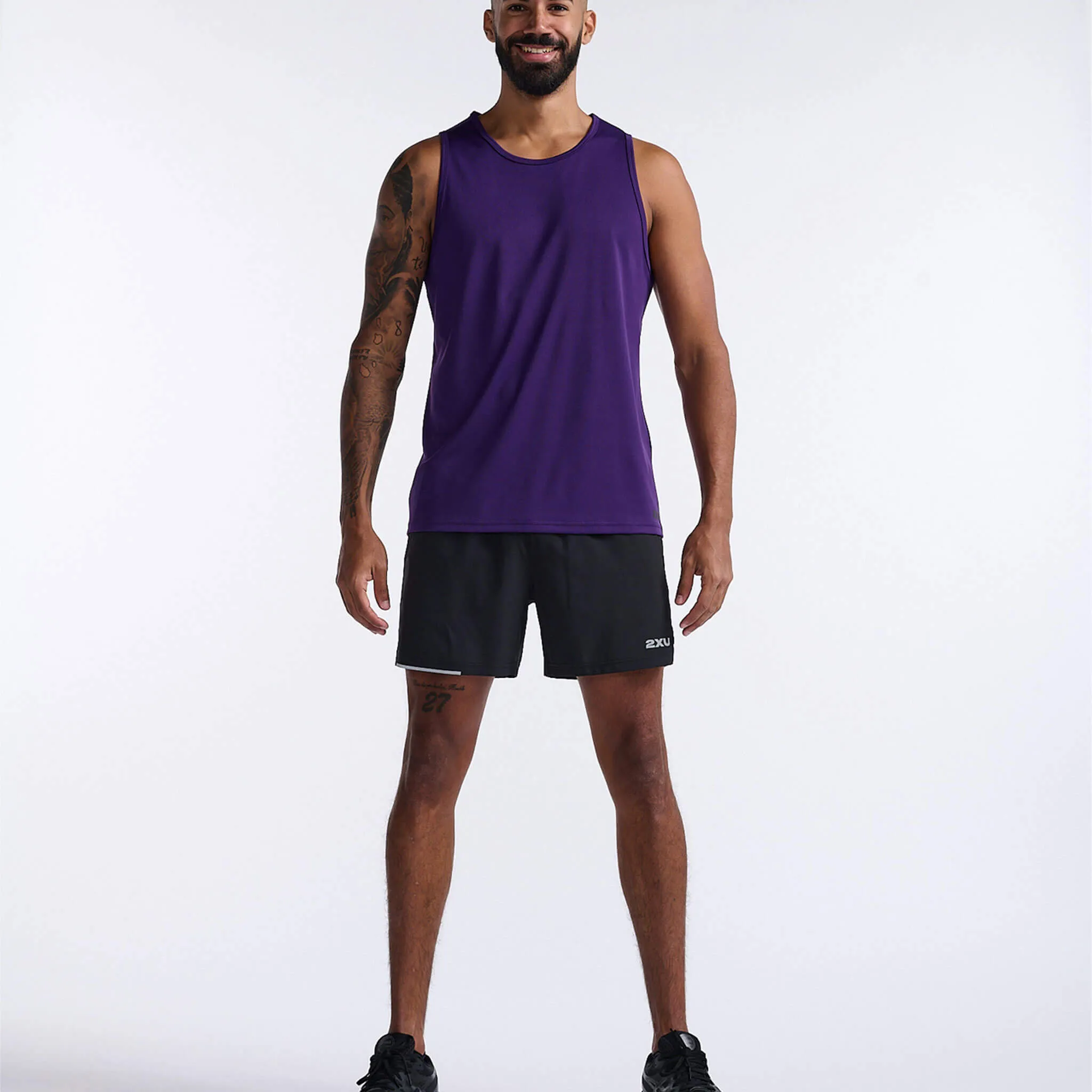 2XU | Men's Aero Tank - Acai/Black Reflective