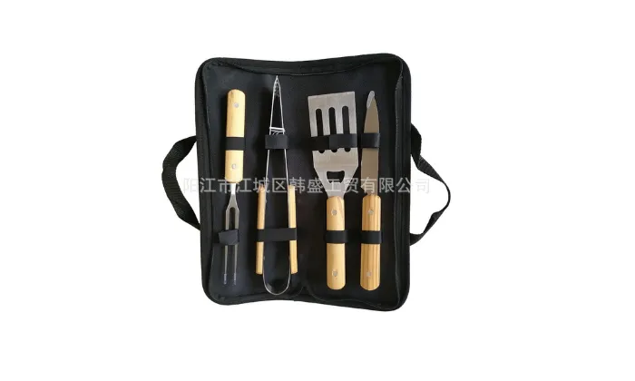 4-Piece Wooden Handle Baking & BBQ Tool Set