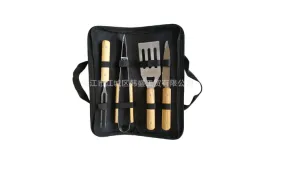 4-Piece Wooden Handle Baking & BBQ Tool Set