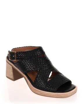 Alfie & Evie Amuse Black Woven Leather Sandal