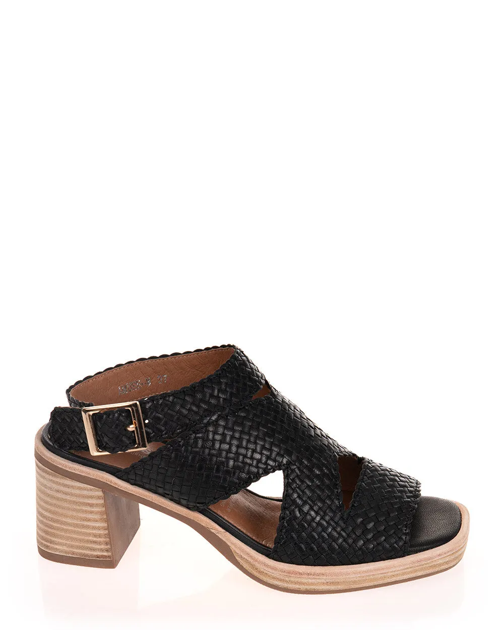 Alfie & Evie Amuse Black Woven Leather Sandal