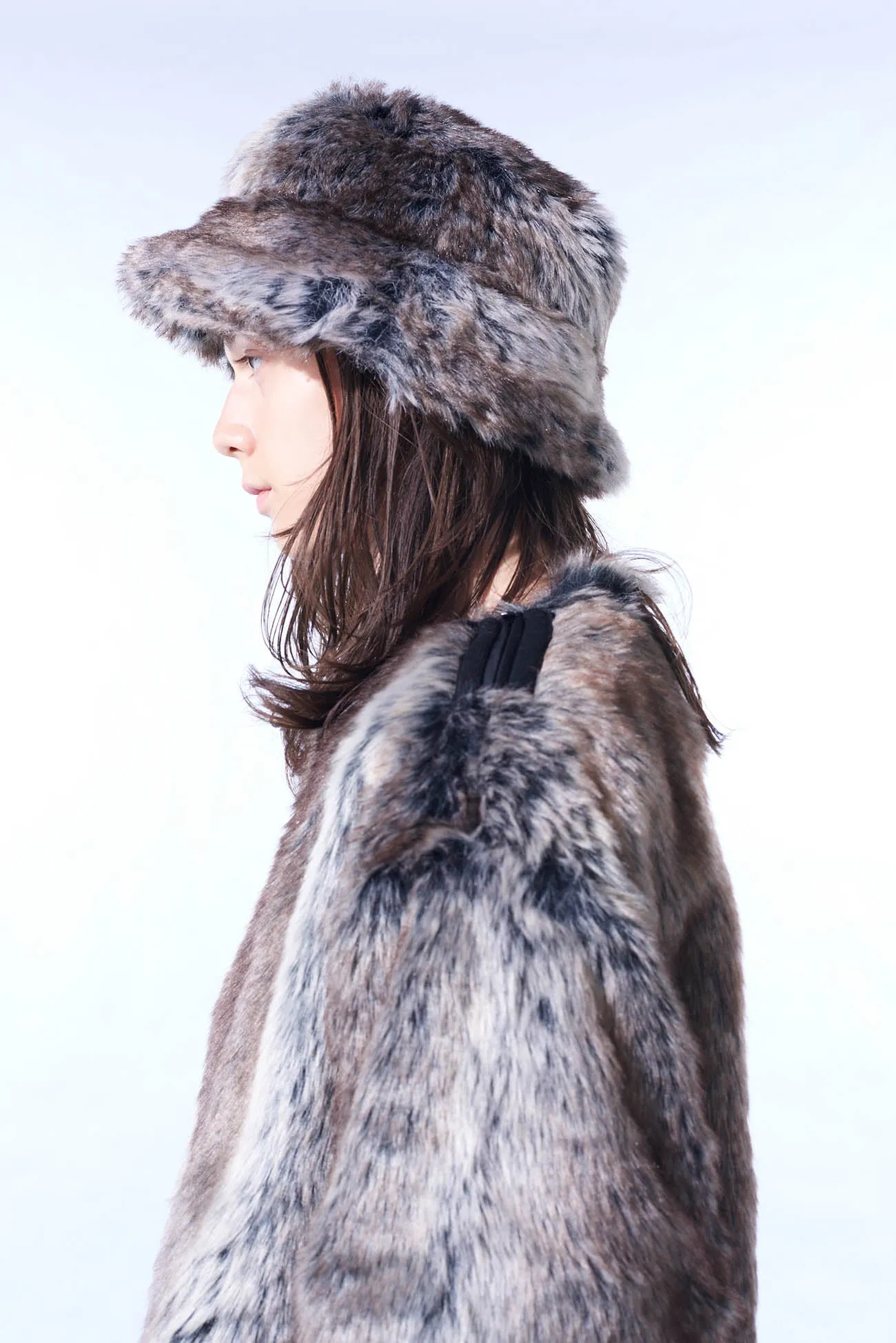 ANIMAL PATTERN ECO FUR BUCKET HAT