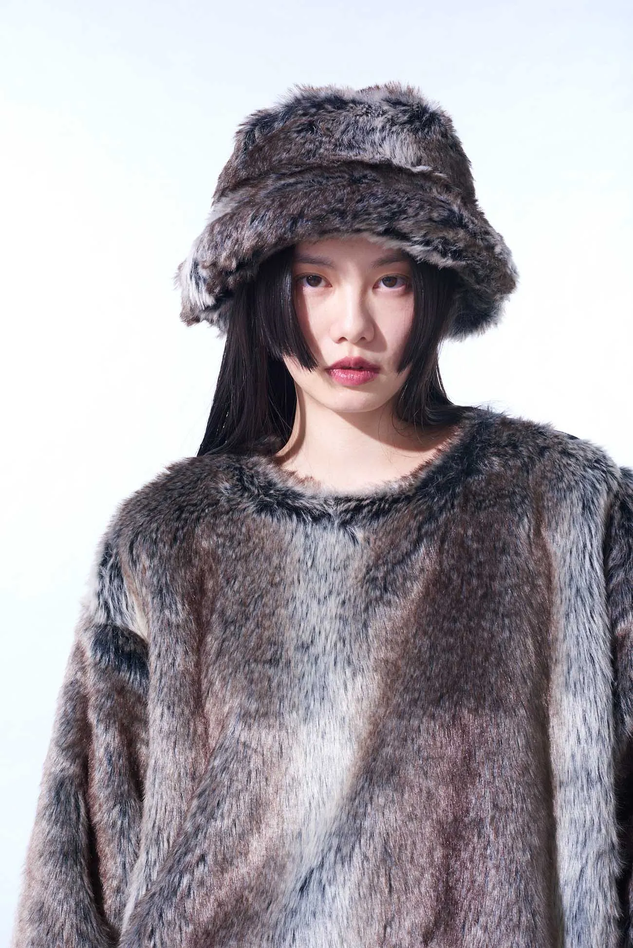 ANIMAL PATTERN ECO FUR BUCKET HAT