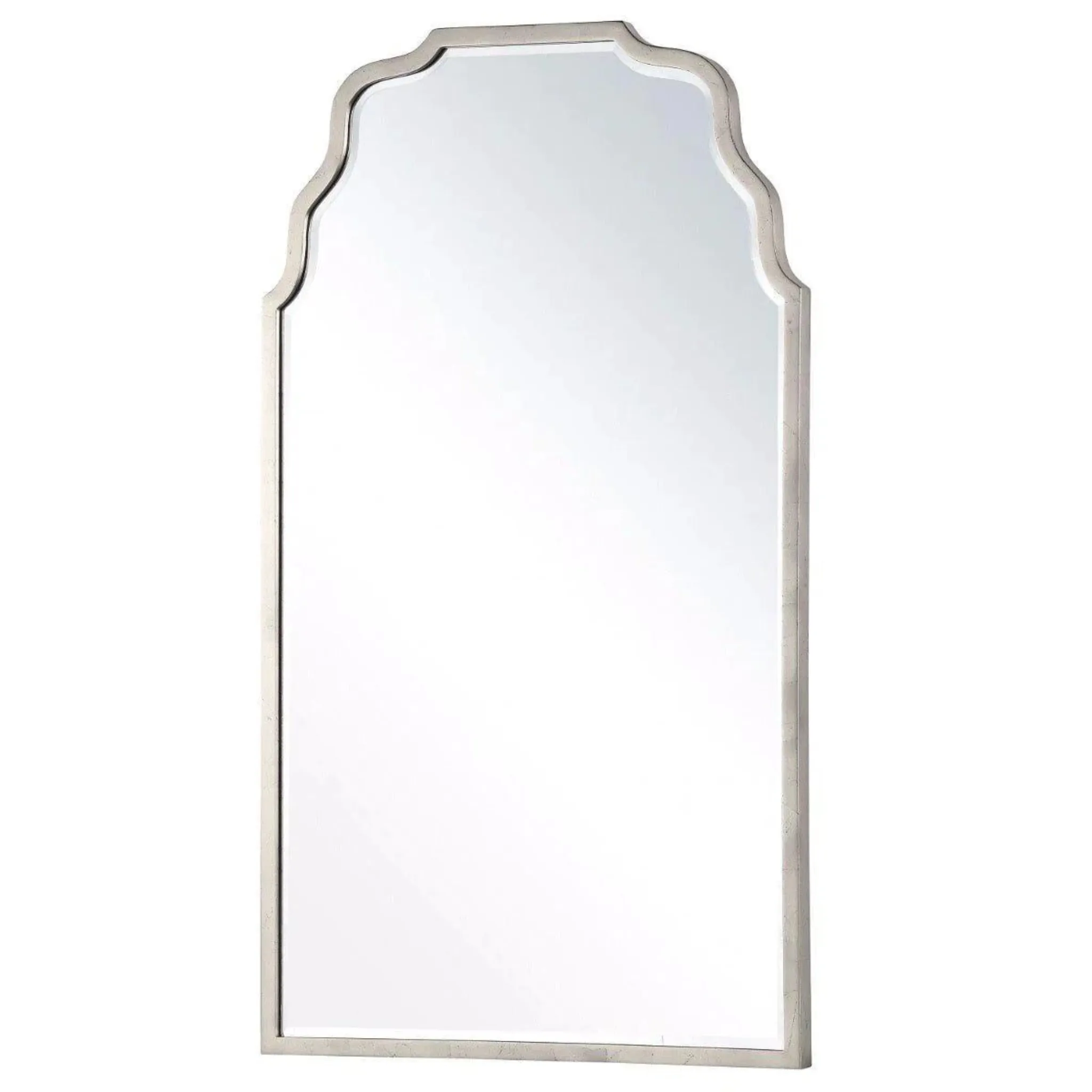 Antiqued Silver Leaf Finish Framed Wall Mirror