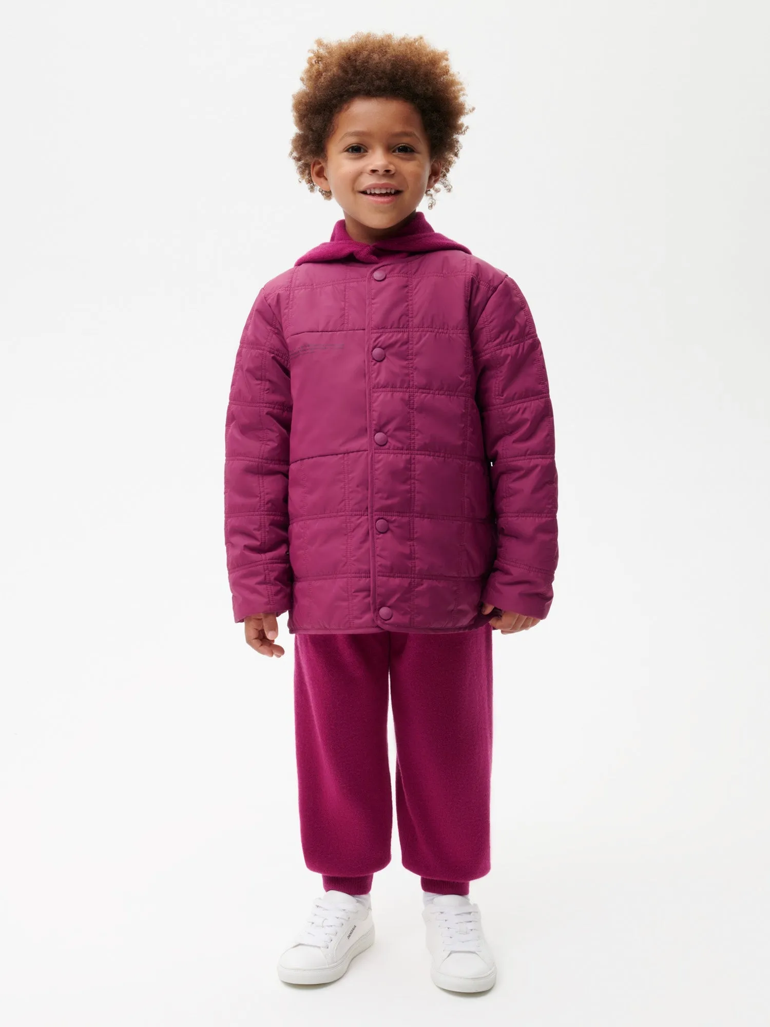 Archive Kid’s Flower-Warmth Quilted Collarless Jacket—plum purple