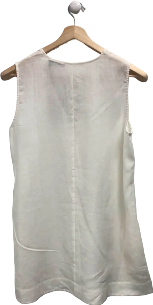 ASCENO Derya Mini Dress White Organic Linen UK XS