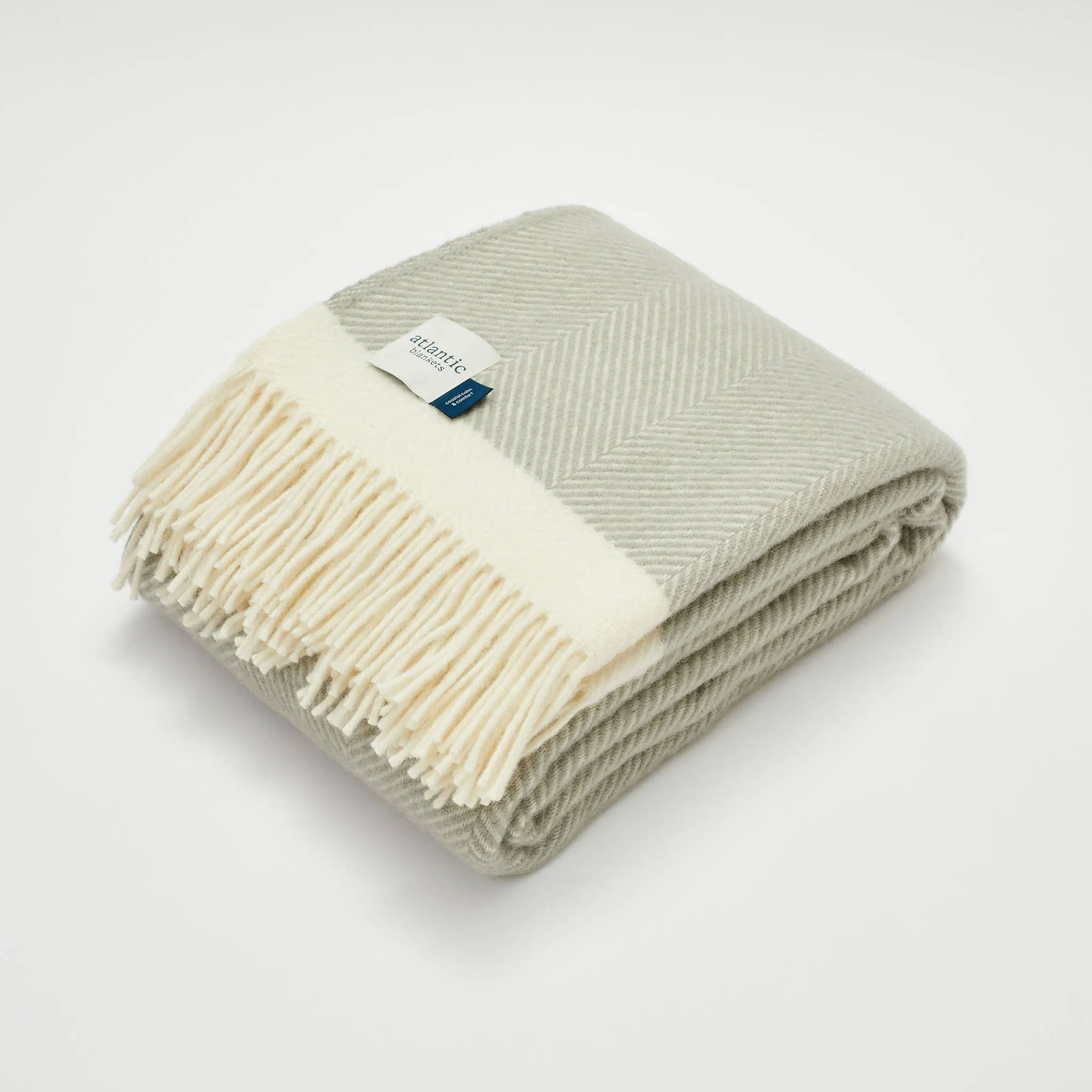 Atlantic Blankets - Harbour Grey Herringbone Wool Blanket - 130 x 150cm