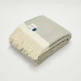 Atlantic Blankets - Harbour Grey Herringbone Wool Blanket - 130 x 150cm