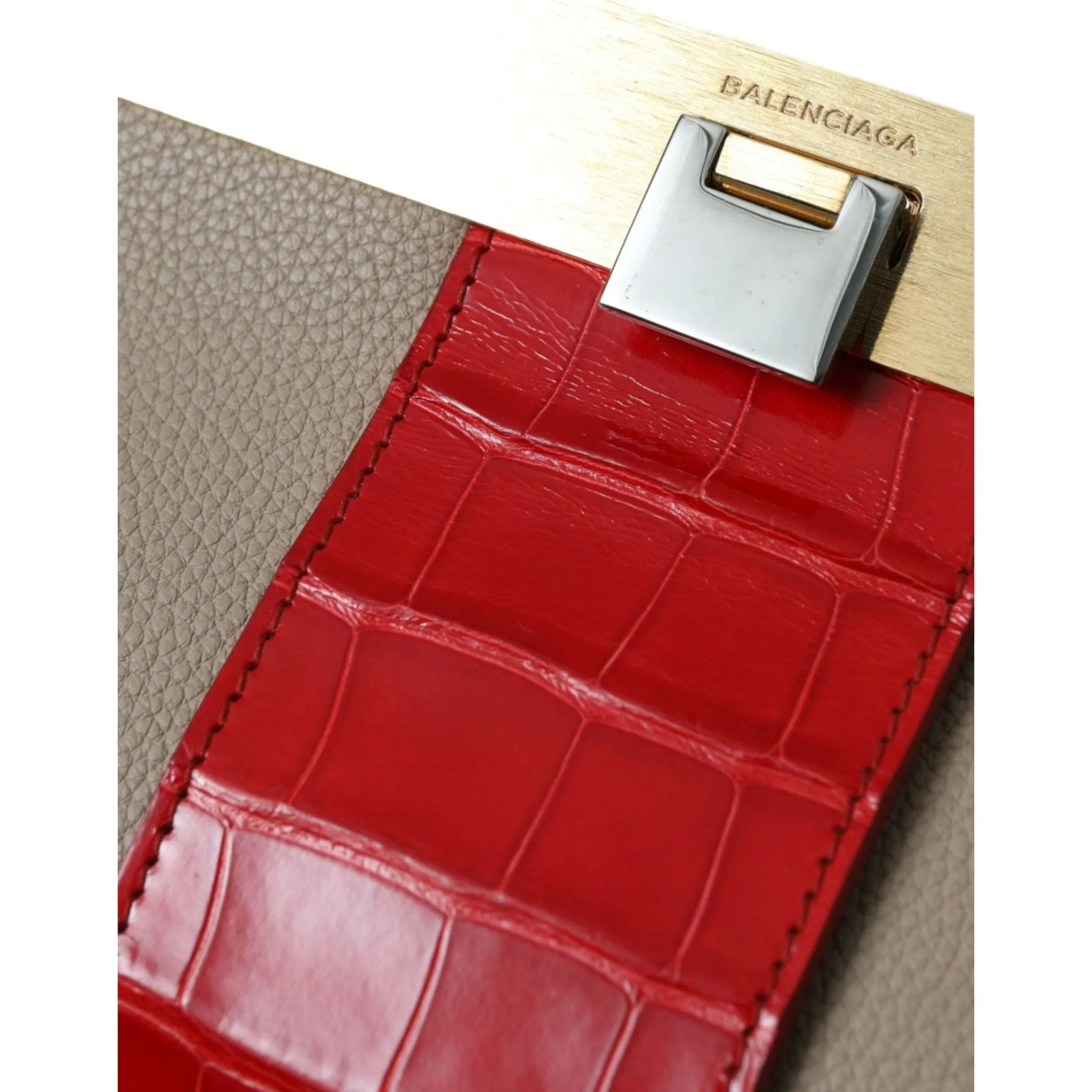 Balenciaga Two Tone Exotic Leather Clutch