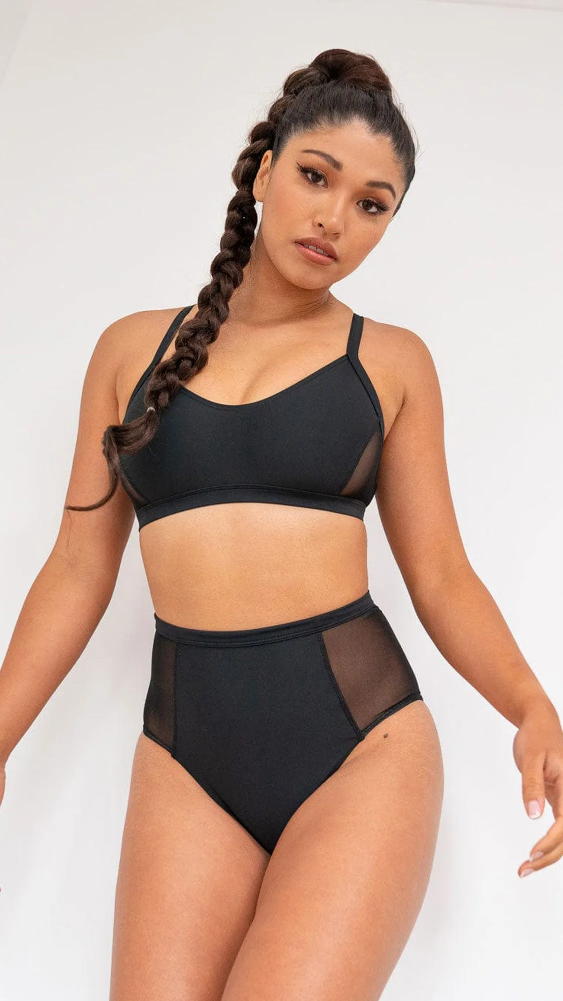 Bellani Bottom - Mesh Panelled High Waist Bottom Recycled Black