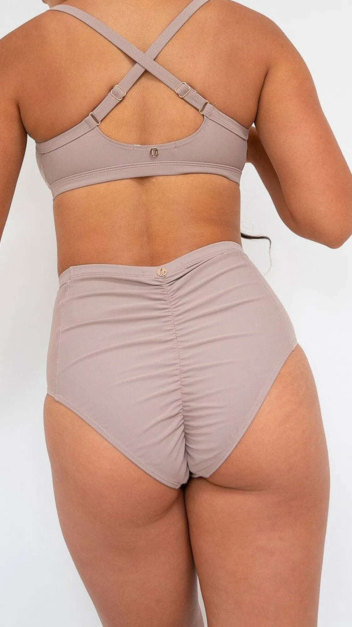 Bellani Bottom - Mesh Panelled High Waist Bottom Recycled Mocha