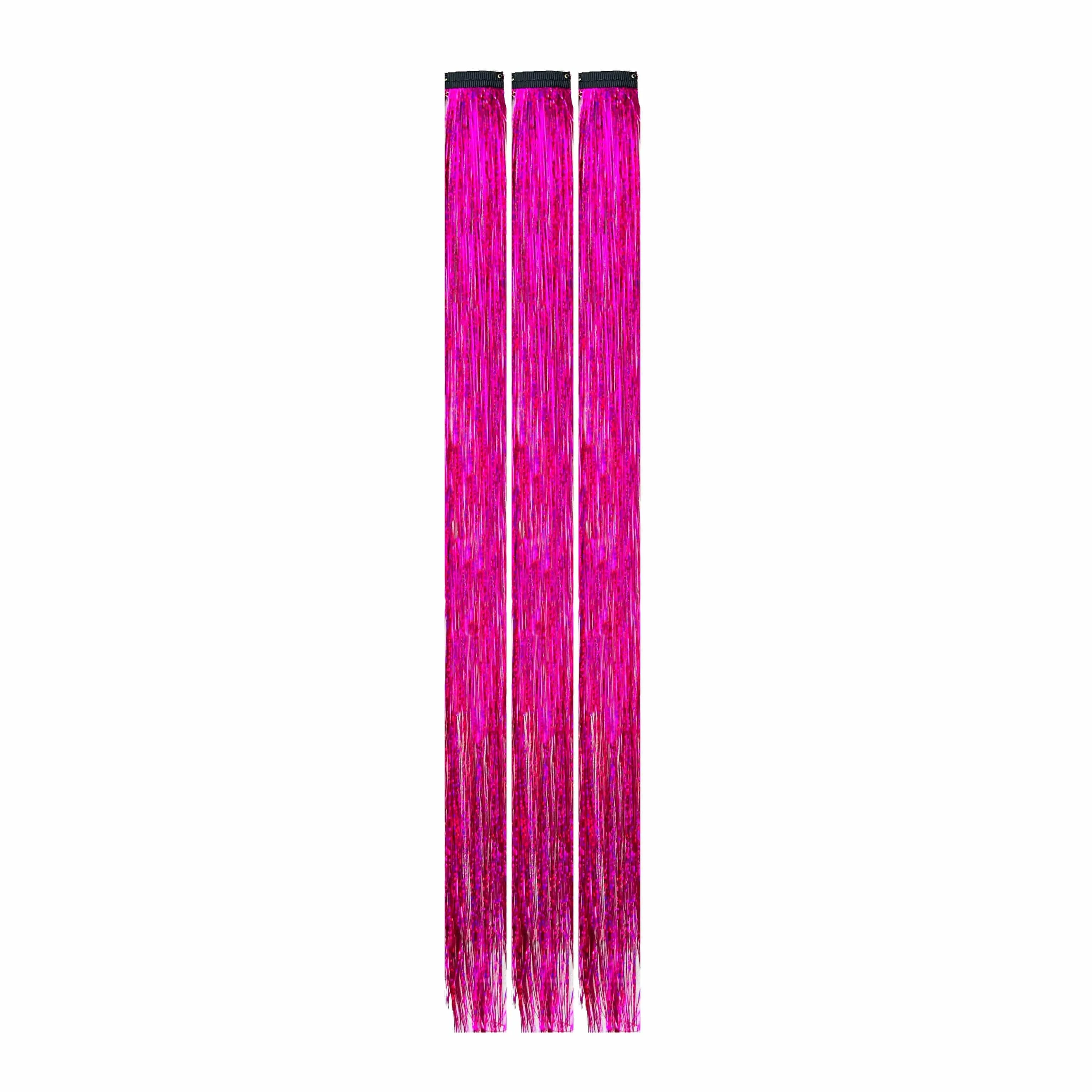 Berry Sugar Cup Sparkle Tinsel Hair Extension Clips 3 PK