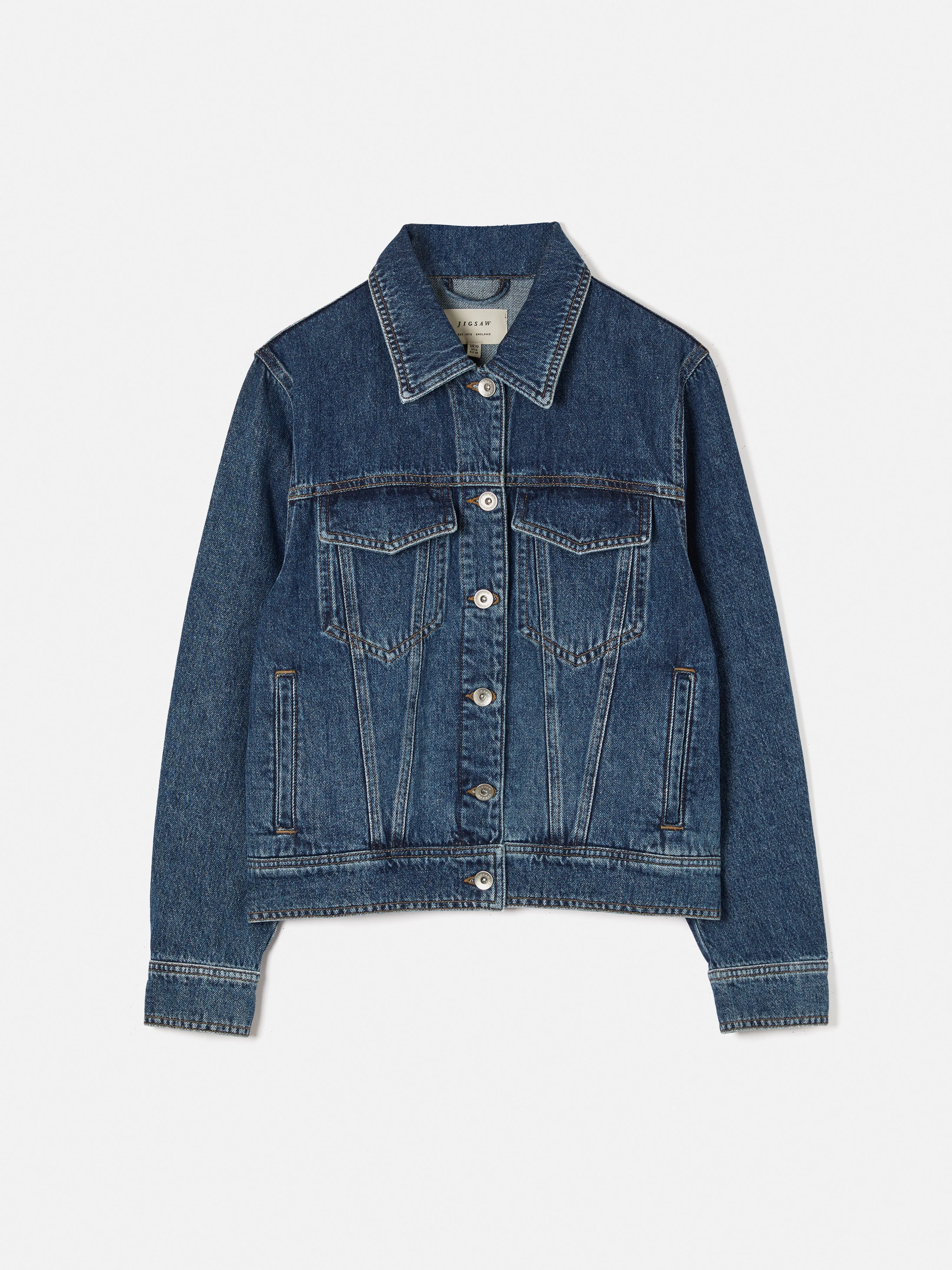 Boxy Denim Trucker Jacket | Vintage Mid Blue