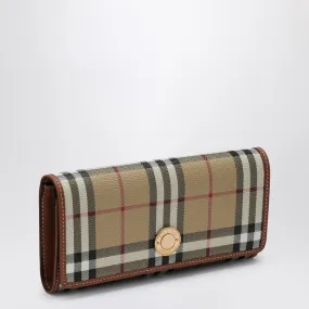 CONTINENTAL WALLET BEIGE CHECK PATTERN