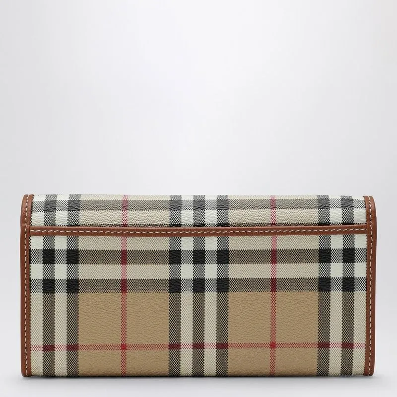 CONTINENTAL WALLET BEIGE CHECK PATTERN