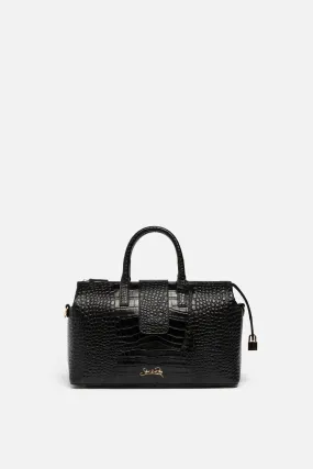 Convertible Executive Leather Bag in Noir Crocodile Print Black - WAITLIST