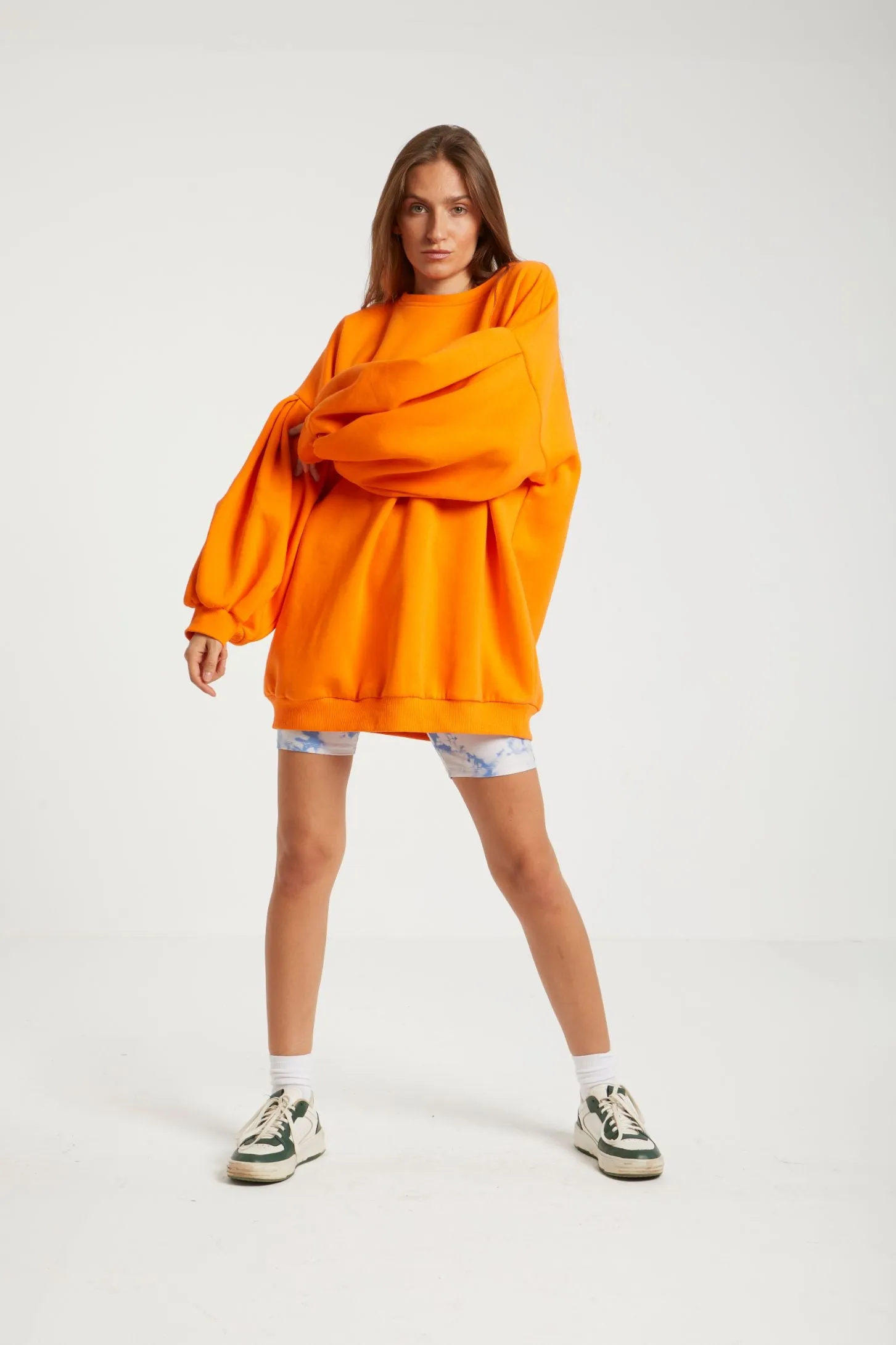 COSY COMFORT SWEATSHIRT DRESS - ORANGE