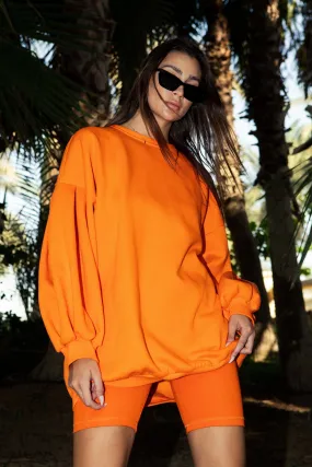 COSY COMFORT SWEATSHIRT DRESS - ORANGE