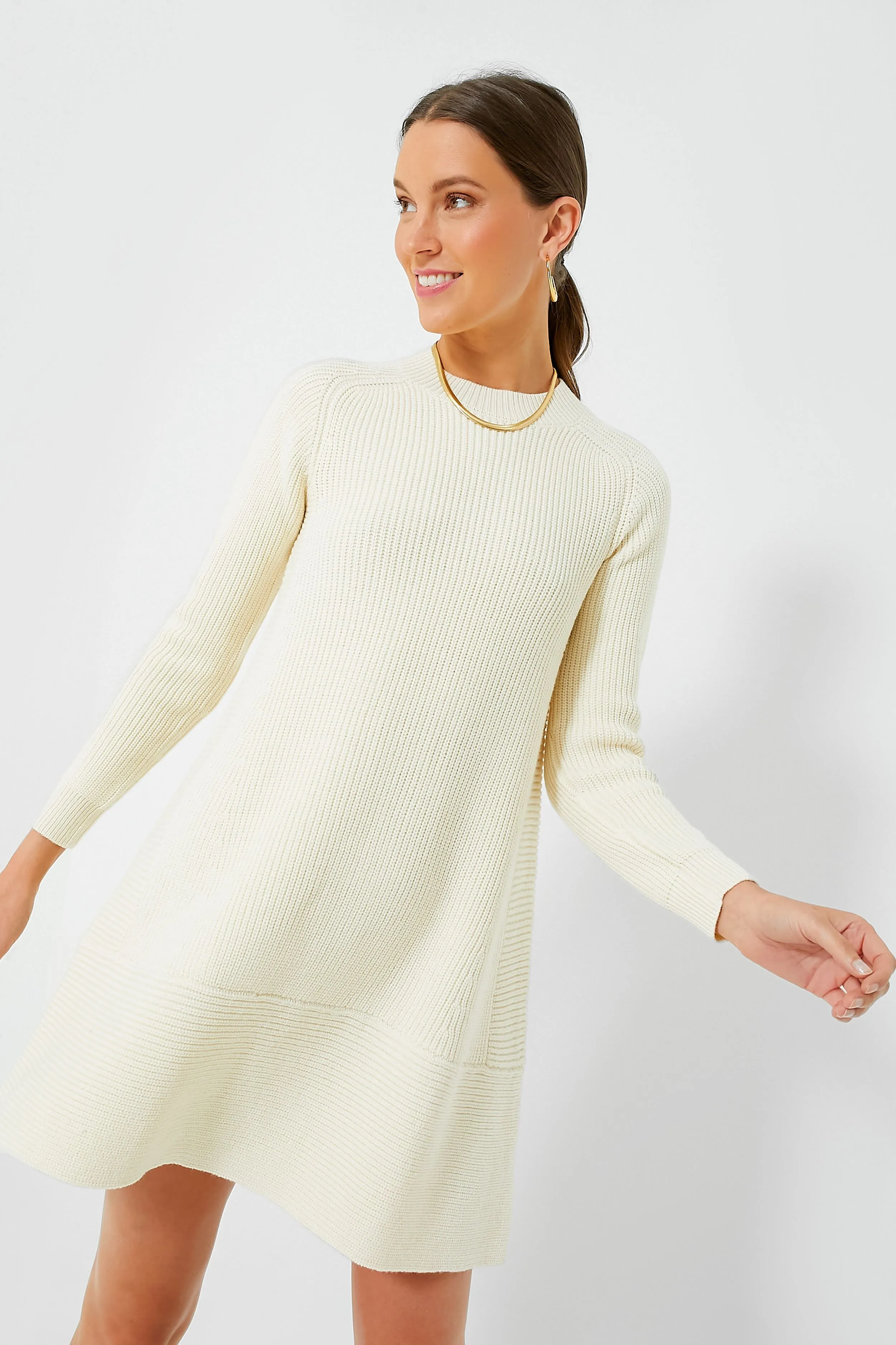 Cream Ainsley Knit Dress