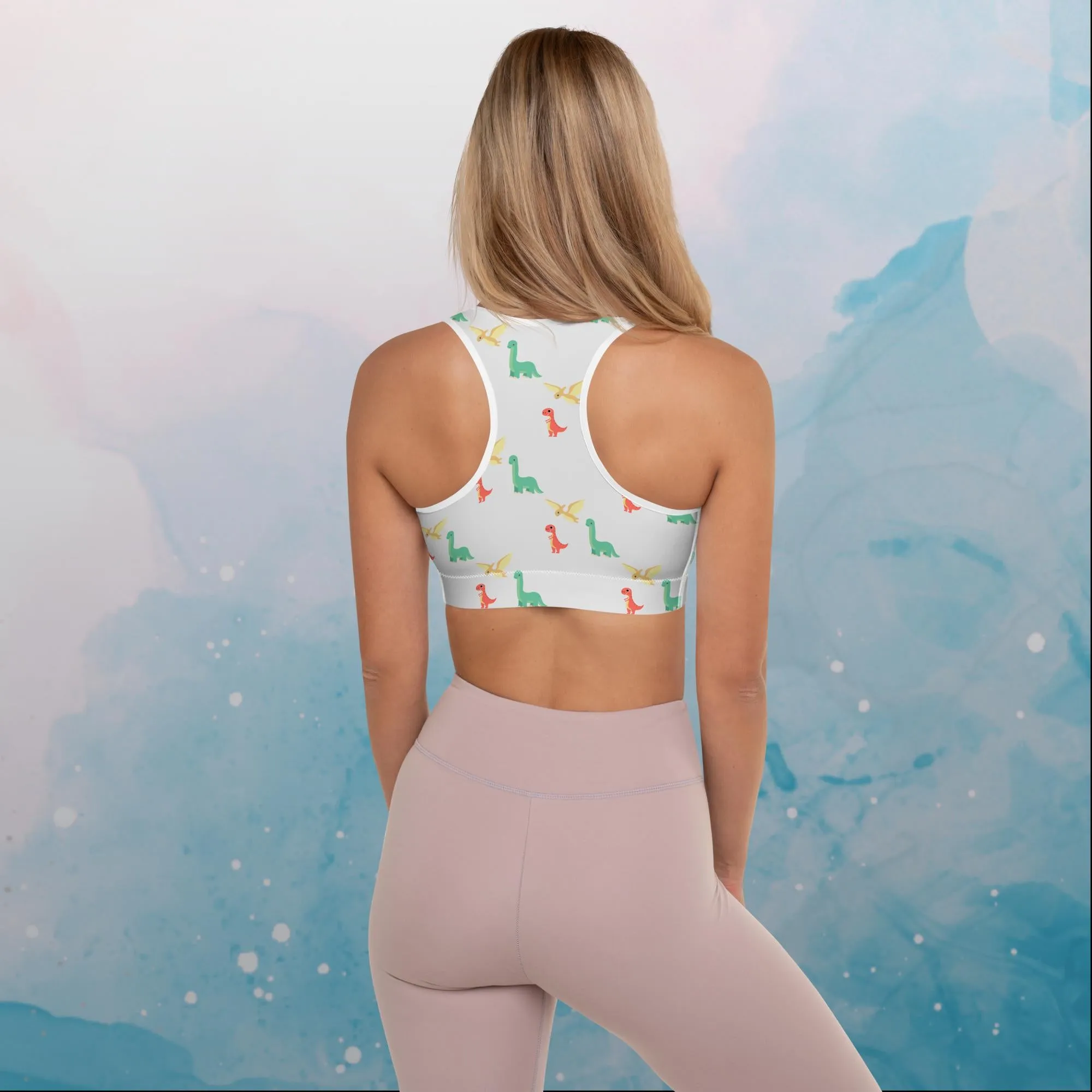 Cute Dinos Padded Sports Bra