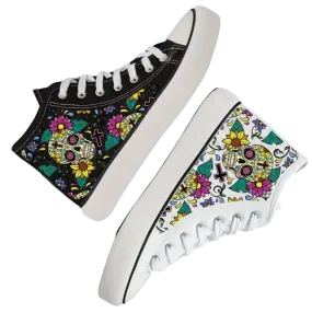 “Dia De Los Muertos” Unisex Lightweight High Top Canvas Shoes