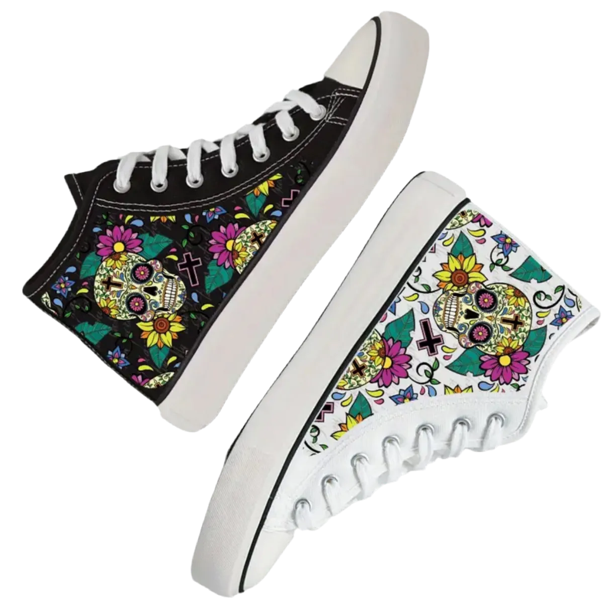 “Dia De Los Muertos” Unisex Lightweight High Top Canvas Shoes