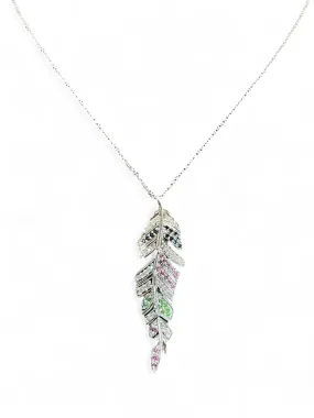 DIAMOND SAPPHIRE GARNET FEATHER NECKLACE