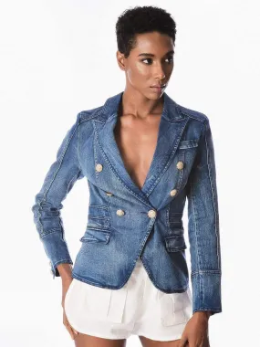 Double-Breasted Denim Blazer