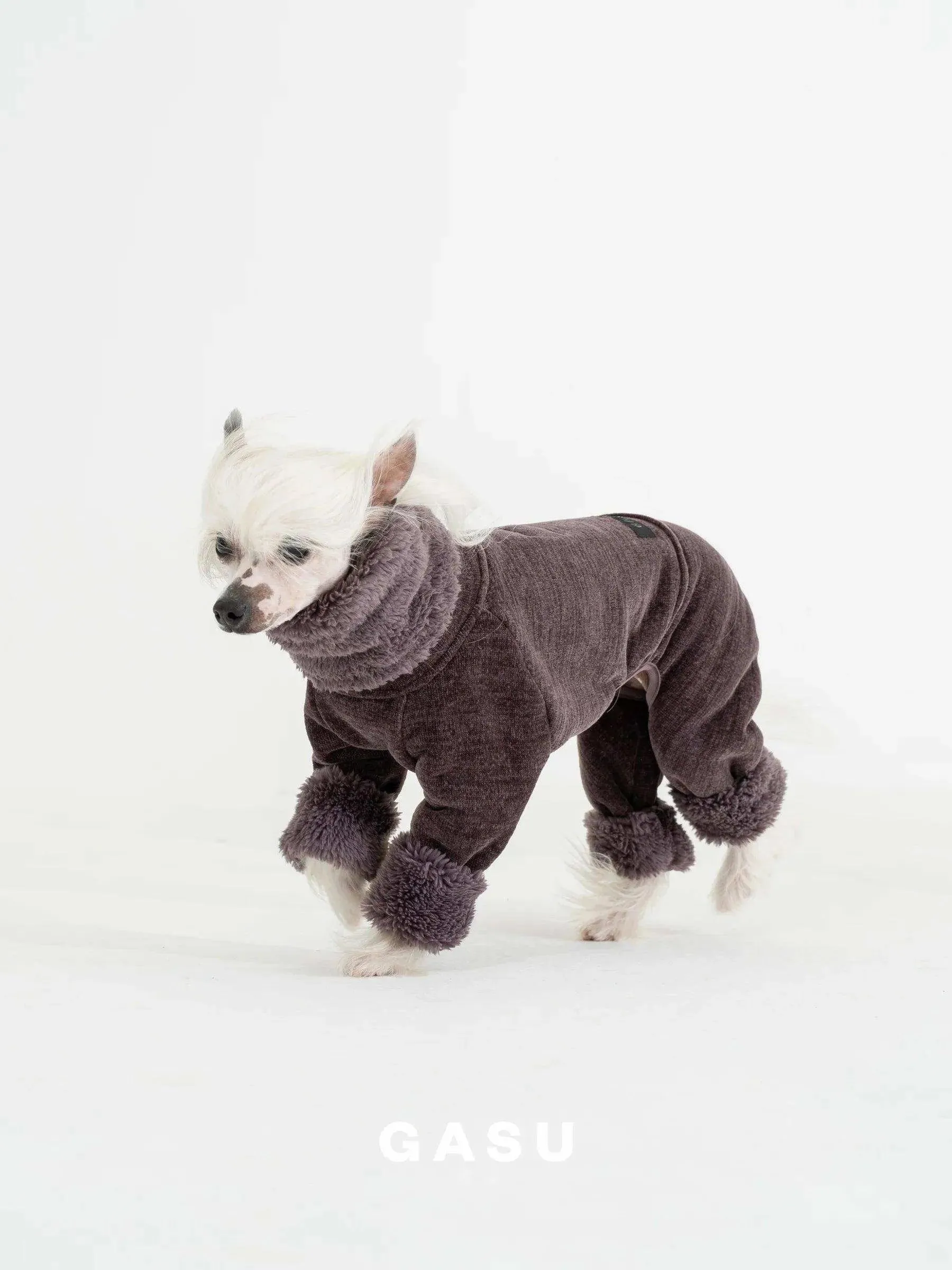 Double-sided Anti-static Fleece Dog Jumpsuit | Raisin