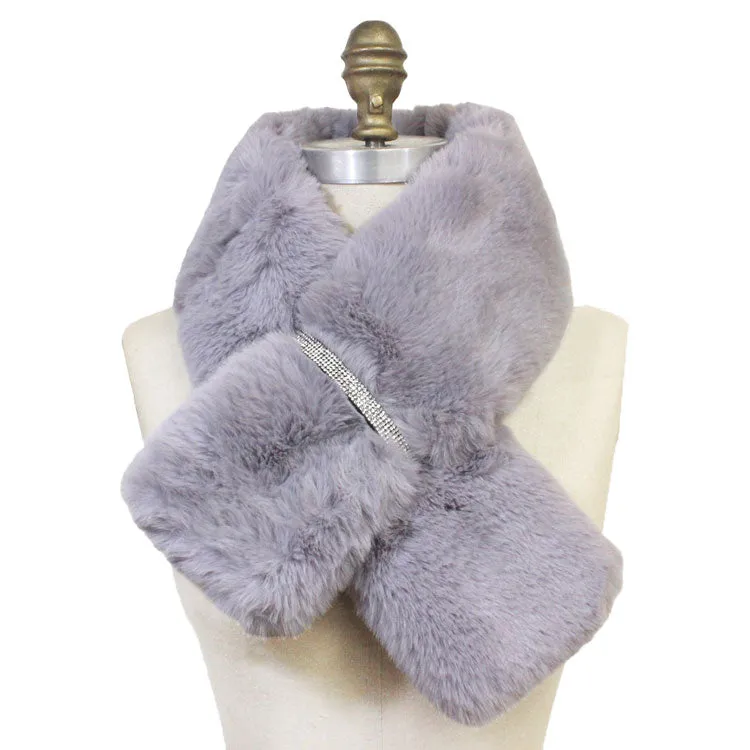 Faux Fur Bling Pull Through Scarf