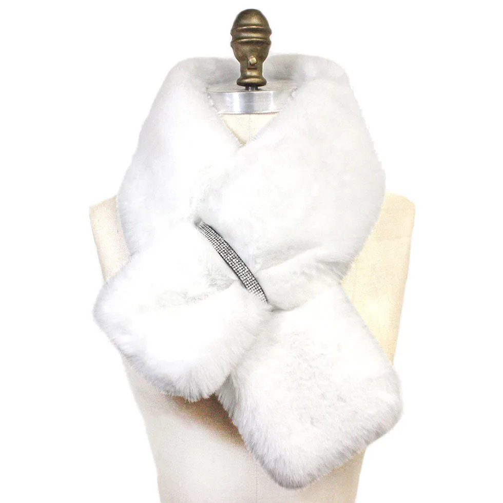 Faux Fur Bling Pull Through Scarf