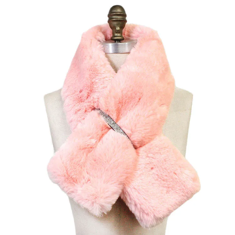 Faux Fur Bling Pull Through Scarf