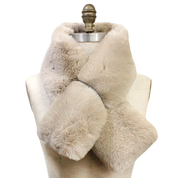 Faux Fur Bling Pull Through Scarf