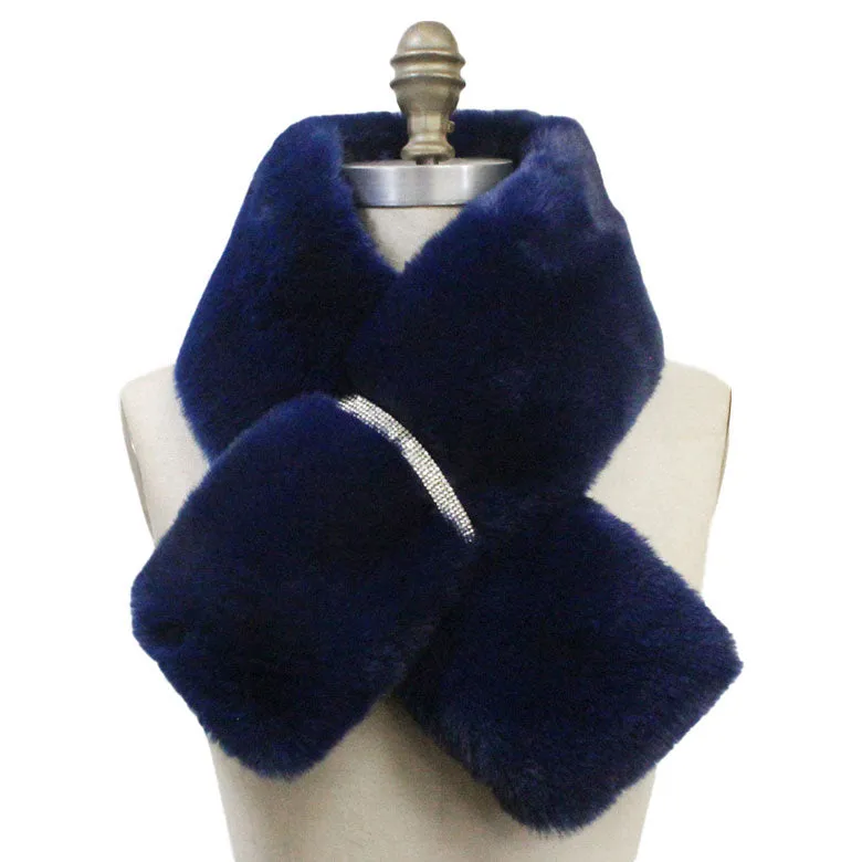 Faux Fur Bling Pull Through Scarf