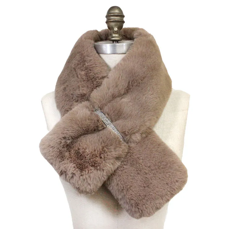 Faux Fur Bling Pull Through Scarf