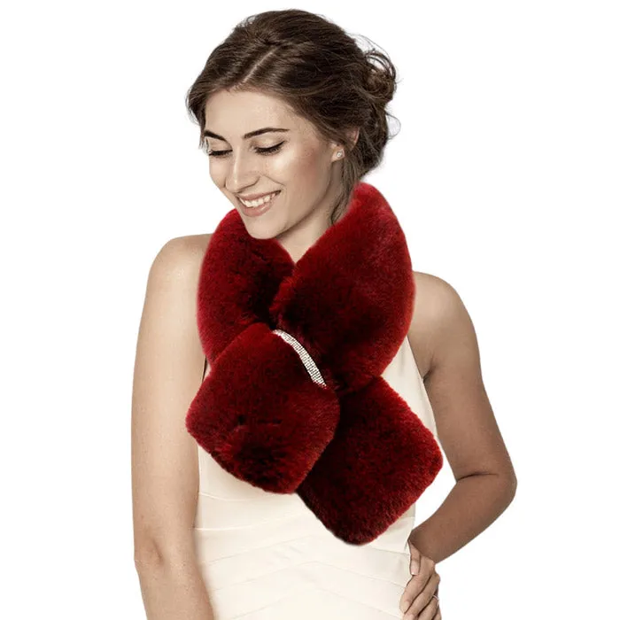 Faux Fur Bling Pull Through Scarf