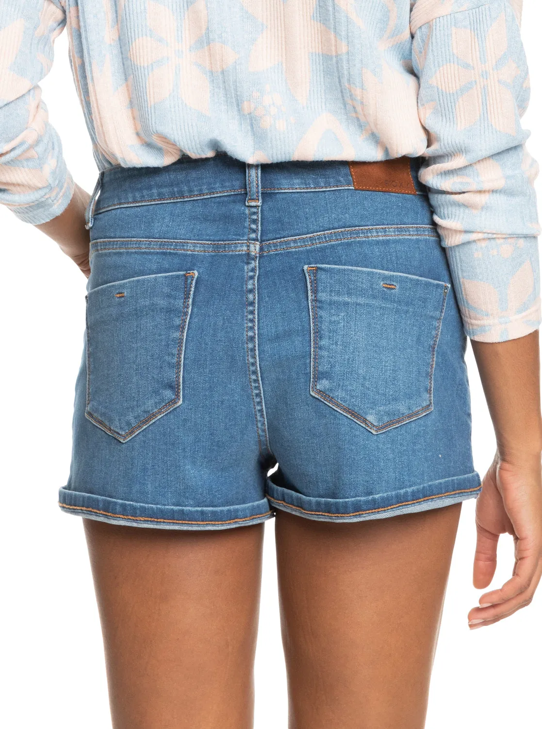 Fire Away High Denim Shorts - Medium Blue