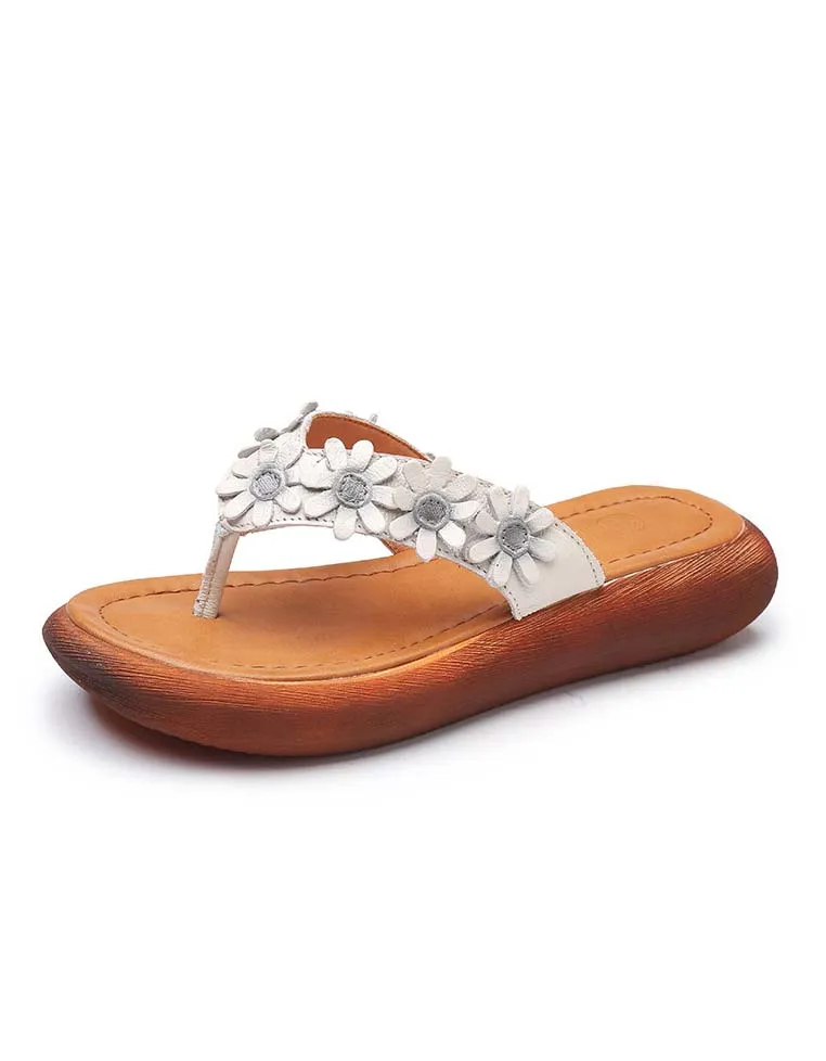 Flower Flip-Flops Retro Beach Slippers