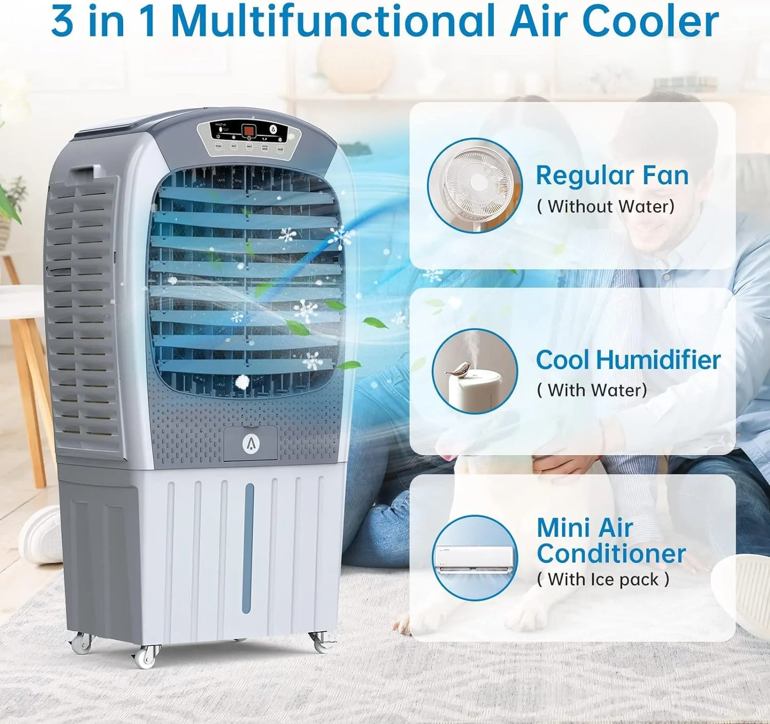 GARVEE 3500CFM Portable Air Cooler, Swamp Cooling Fan Conditioner