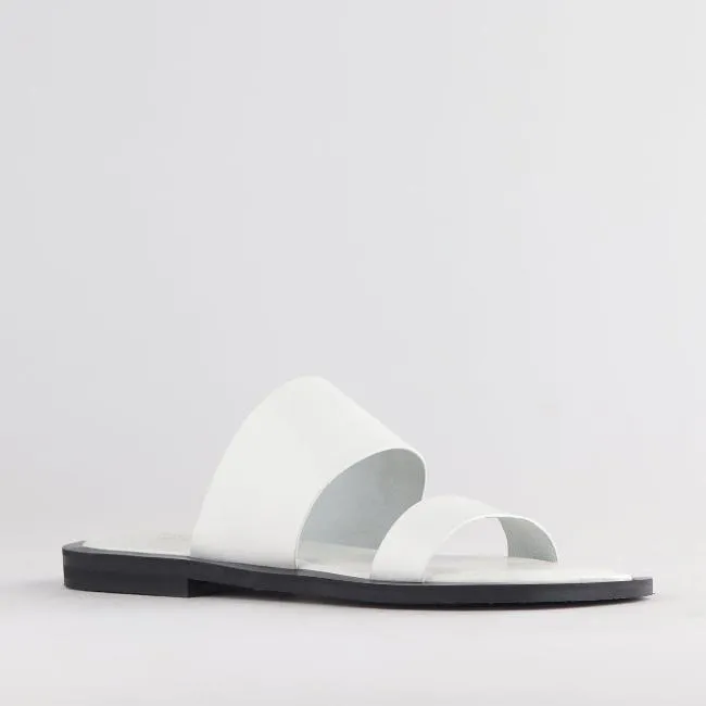 Grecian inspired Flat Mule Sandal in White - 12716