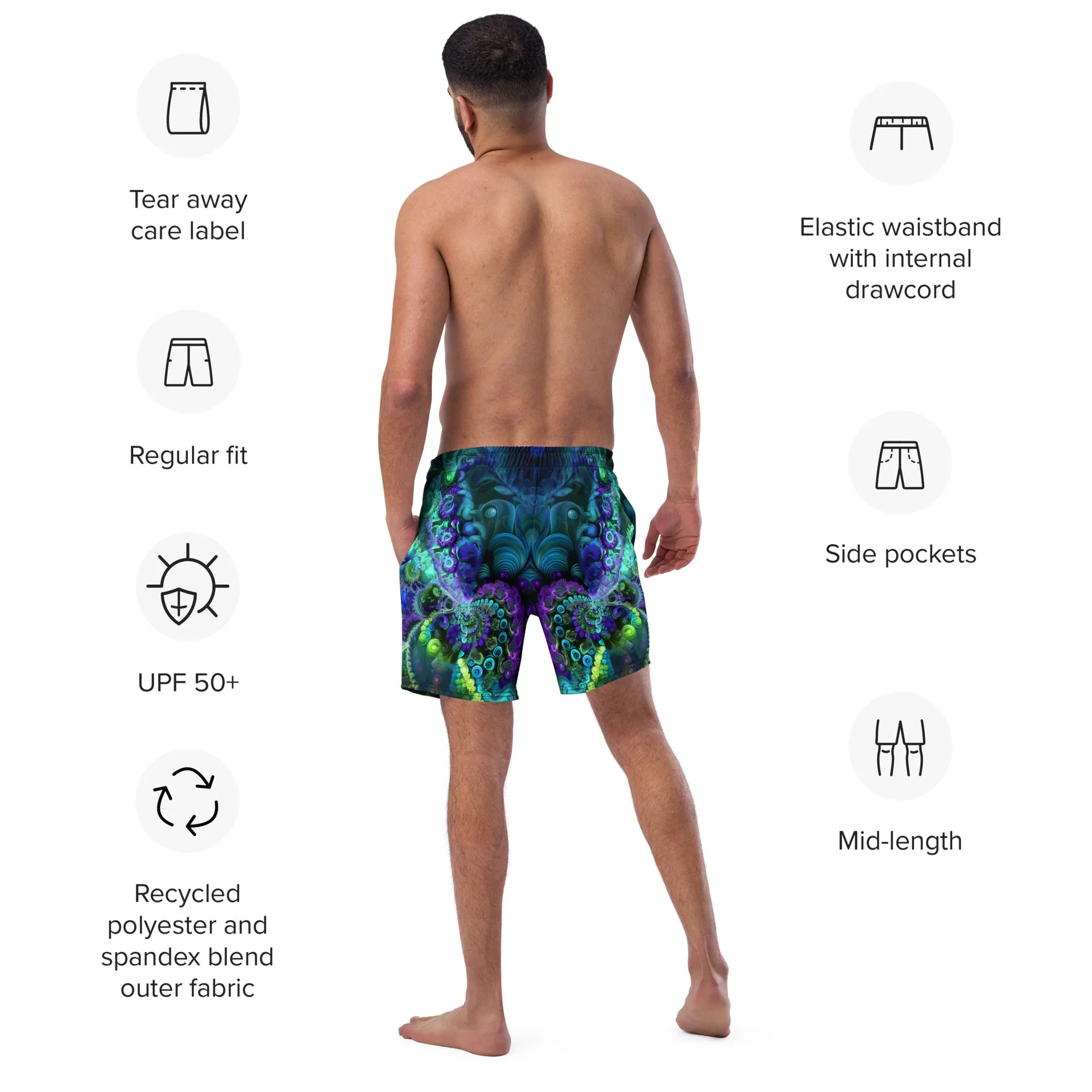 Green Fractal Men's swim trunks