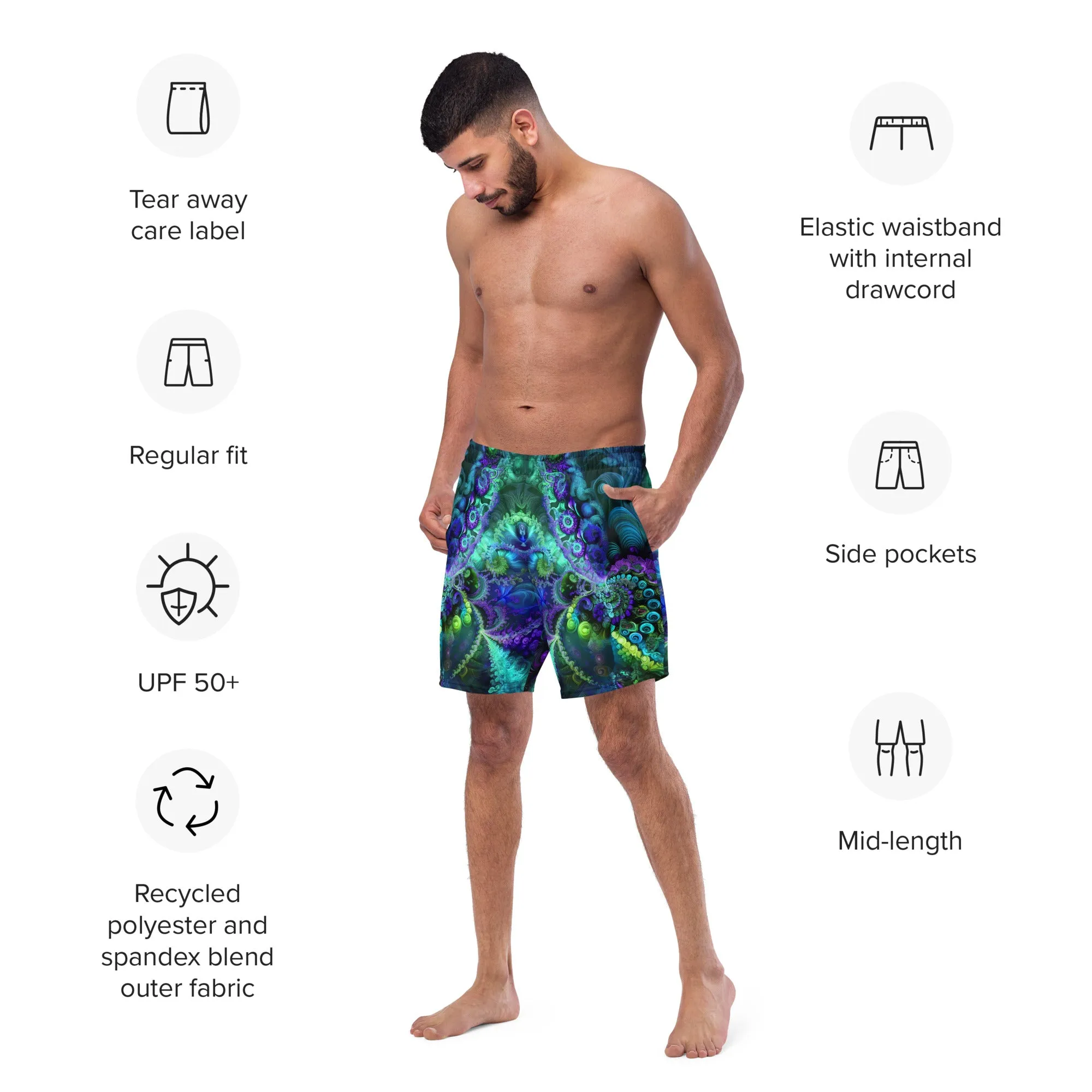 Green Fractal Men's swim trunks