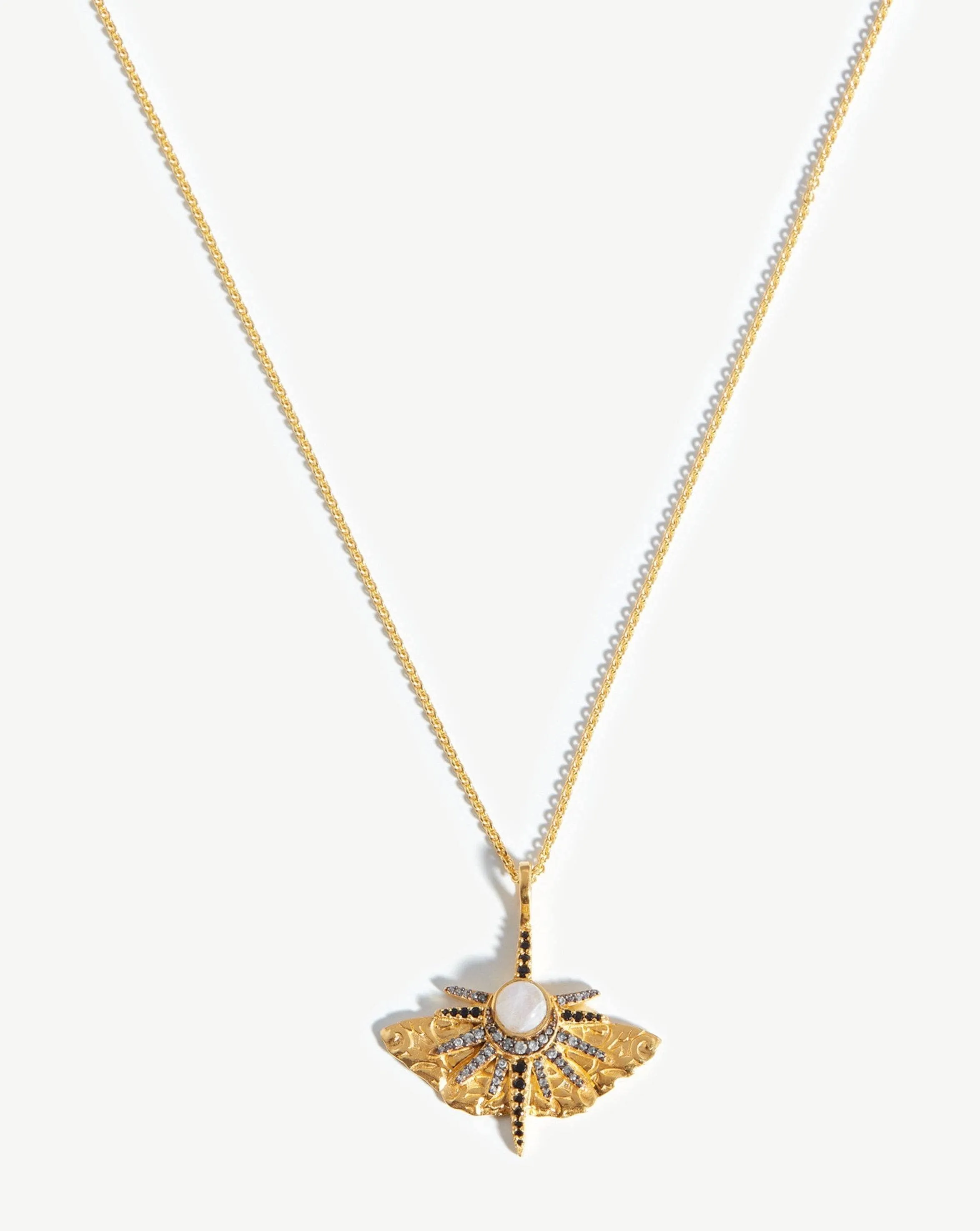 Harris Reed Emerging Butterfly Necklace | 18ct Gold Plated/Rainbow Moonstone