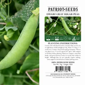 Heirloom Dwarf Gray Sugar Pea Seeds (24g) by Patriot Seeds