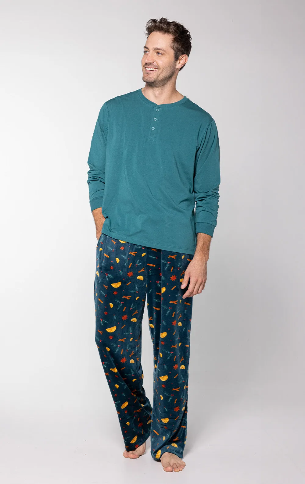 Holiday Garland Men’s Velour Pajamas - Family Set