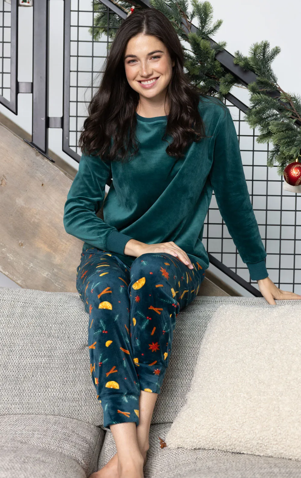 Holiday Garland Women's Velour Pajamas- Family Set