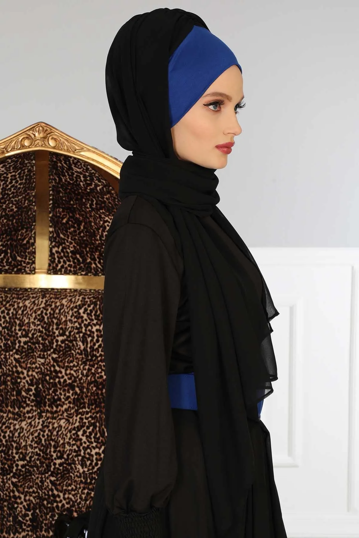 Instant Chiffon Shawl for Women With Cotton Bonnet Chiffon Turban Cap Head Wrap Instant Turban Scarf,BS-2